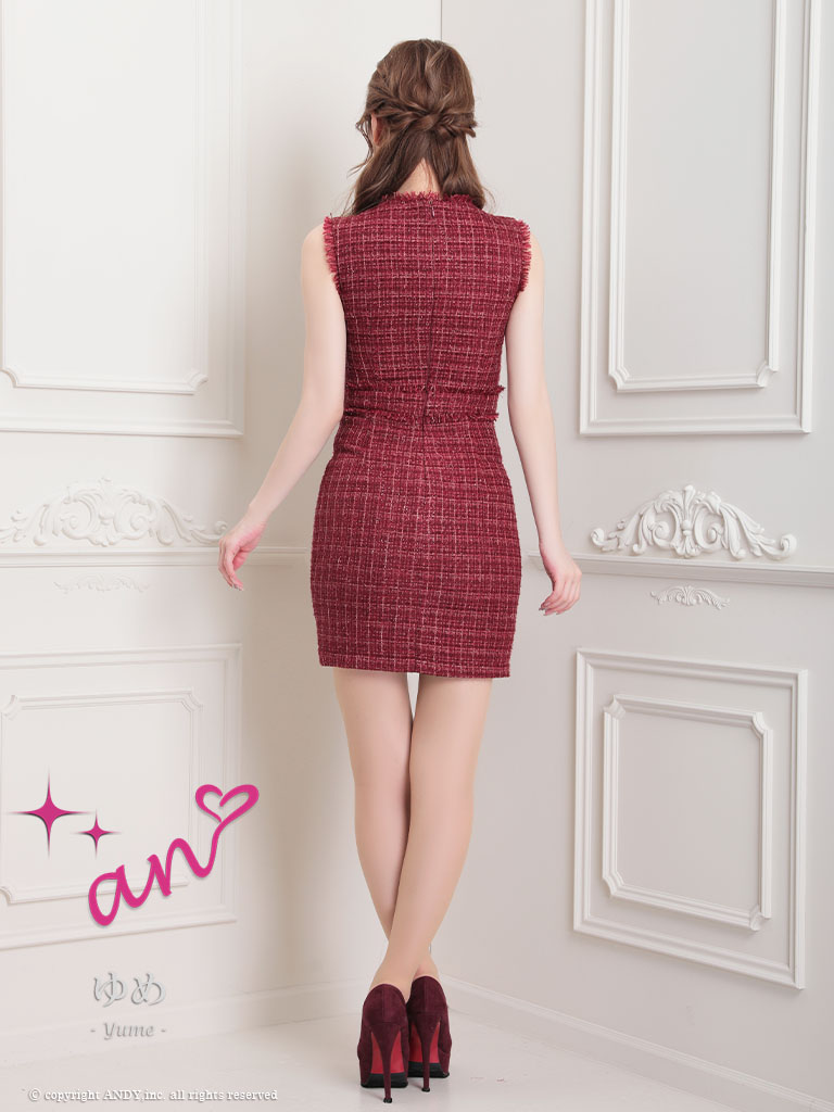 XSサイズあり【an /アン】 ツイード/ フロントジップ/ ボタン