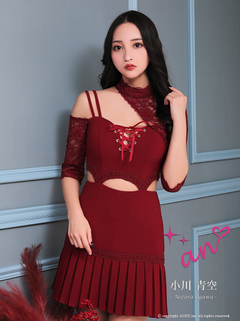 an/アン】バストスピンドル/ アシメデザイン/ 袖あり/ レース/ ワン