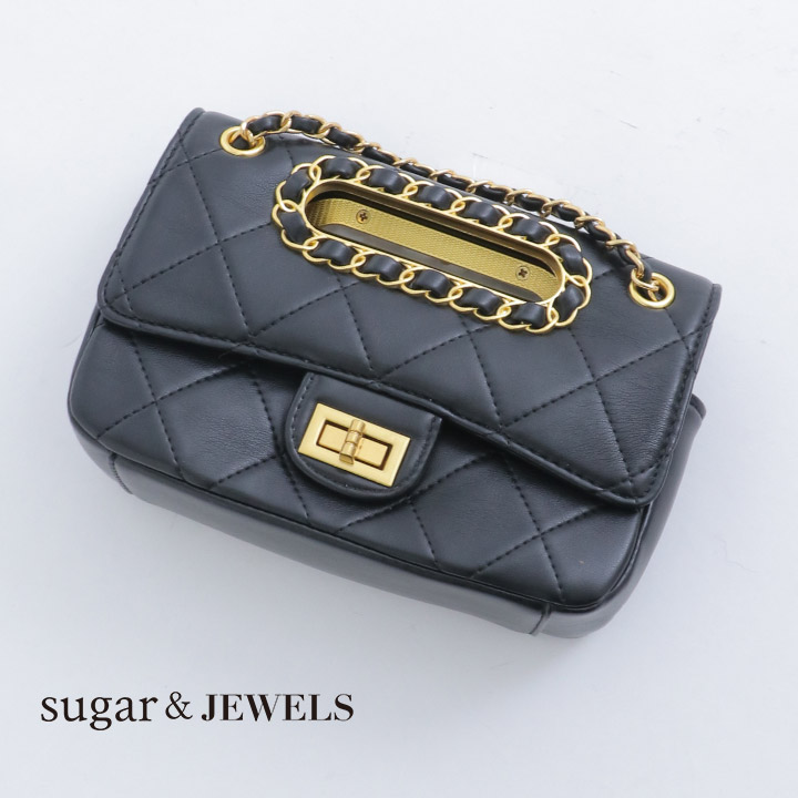 バッグ】ゴールドチェーンフラップショルダーバッグ【1カラー】[OF08