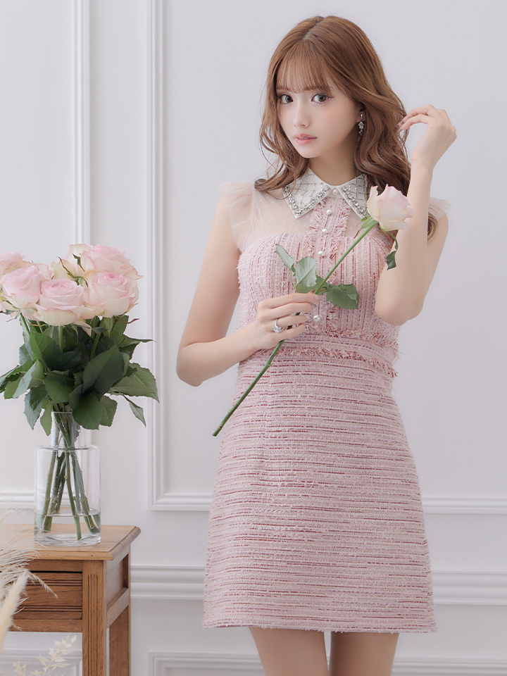 XSサイズあり【ROBE de FLEURS/ローブドフルール】ラメツイード