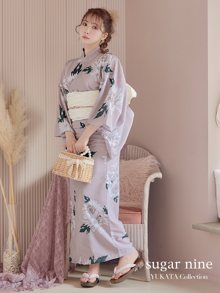 即日発送】【浴衣セール】【浴衣】 くすみピンク地xニュアンスフラワー