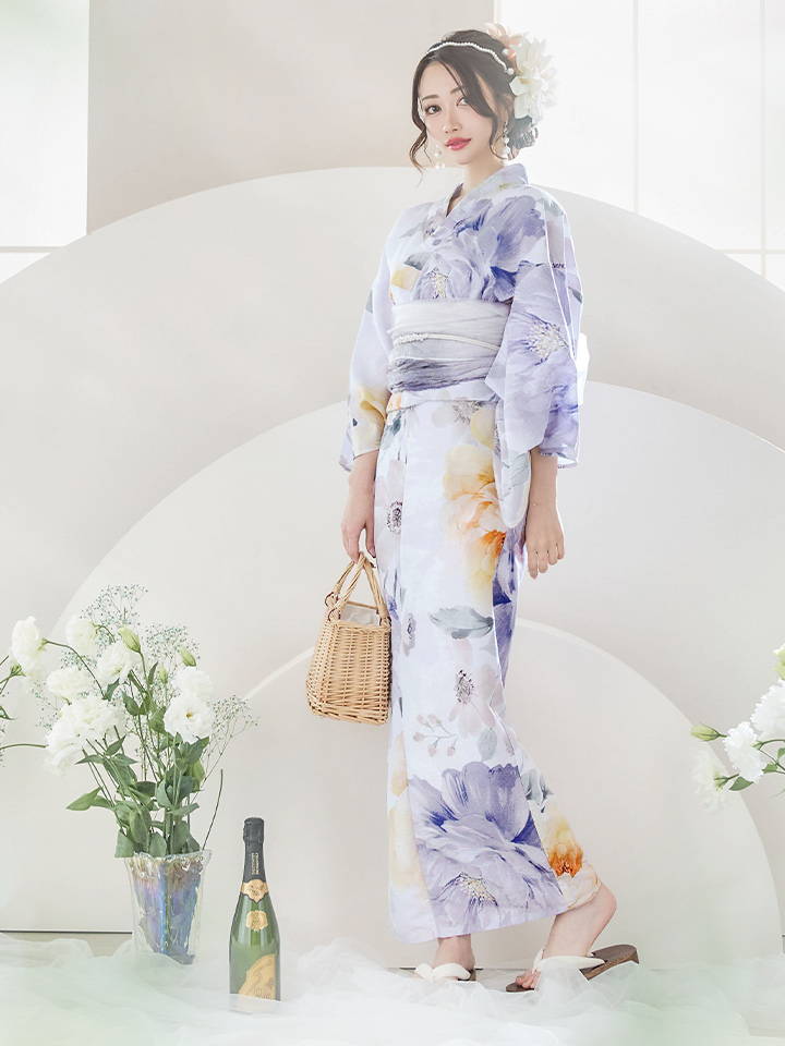 即日発送】シャーベットフラワー牡丹浴衣【浴衣3点セット 浴衣/帯