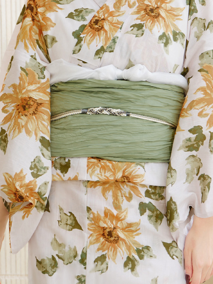 即日発送】水彩向日葵浴衣【浴衣3点セット 浴衣/帯/下駄】[OF04