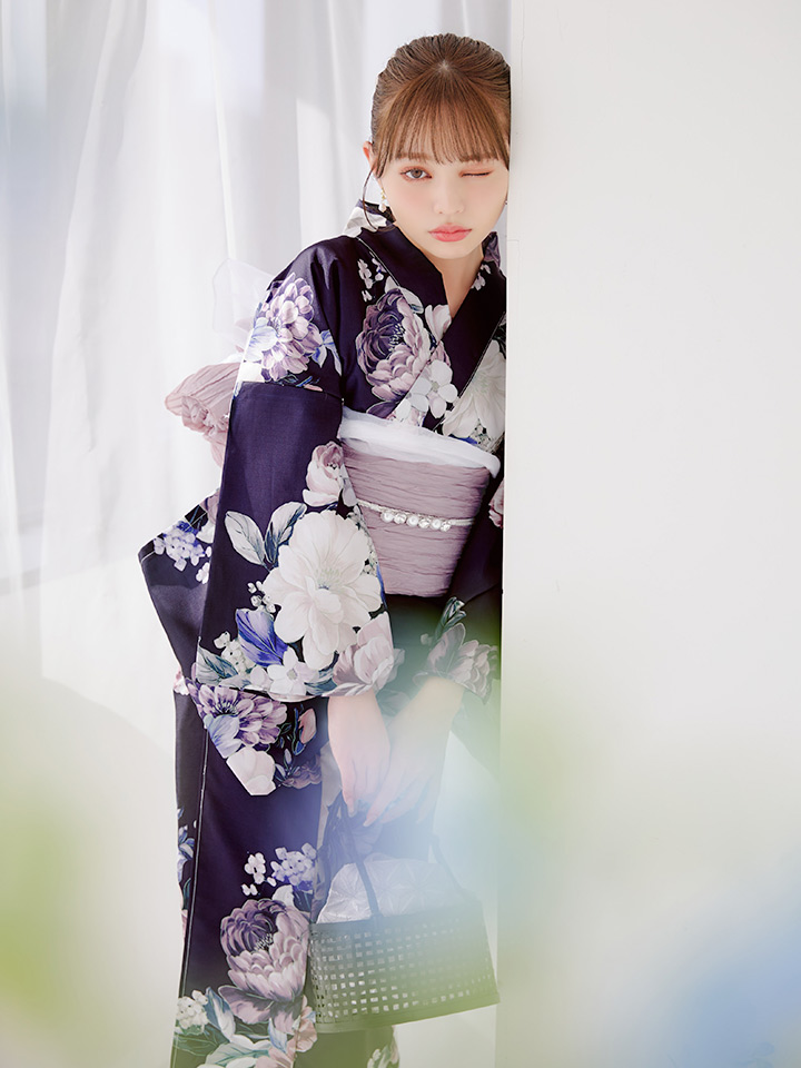 即日発送】クラシカルフラワーブーケ浴衣【浴衣3点セット 浴衣/帯