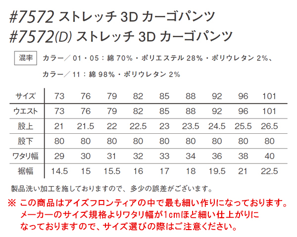 作業服・作業用品 ストレッチ3Dカーゴパンツ アイズフロンティアI'Z