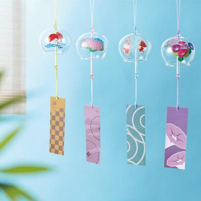 新商品」ガラス風鈴（朝顔・あじさい・金魚・富士山）4柄アソート