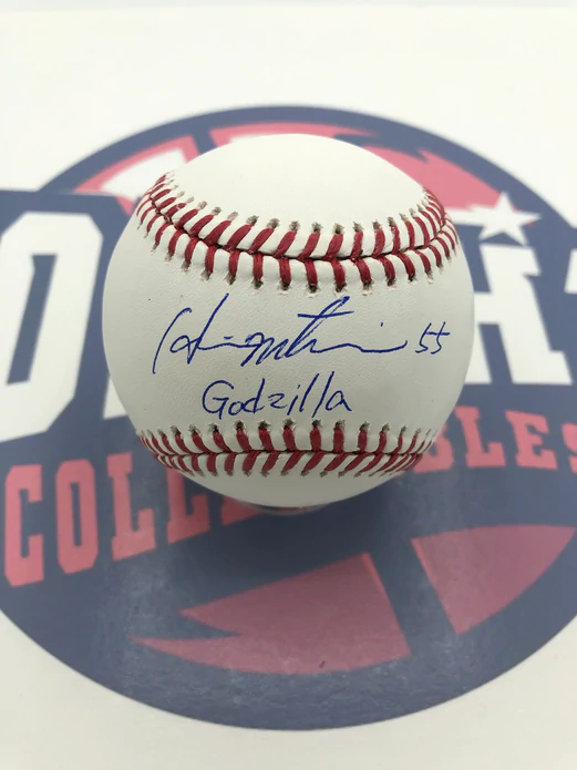 松井秀喜 NYヤンキース 直筆サインw/ #55&Godzilla書き込み入りMLB