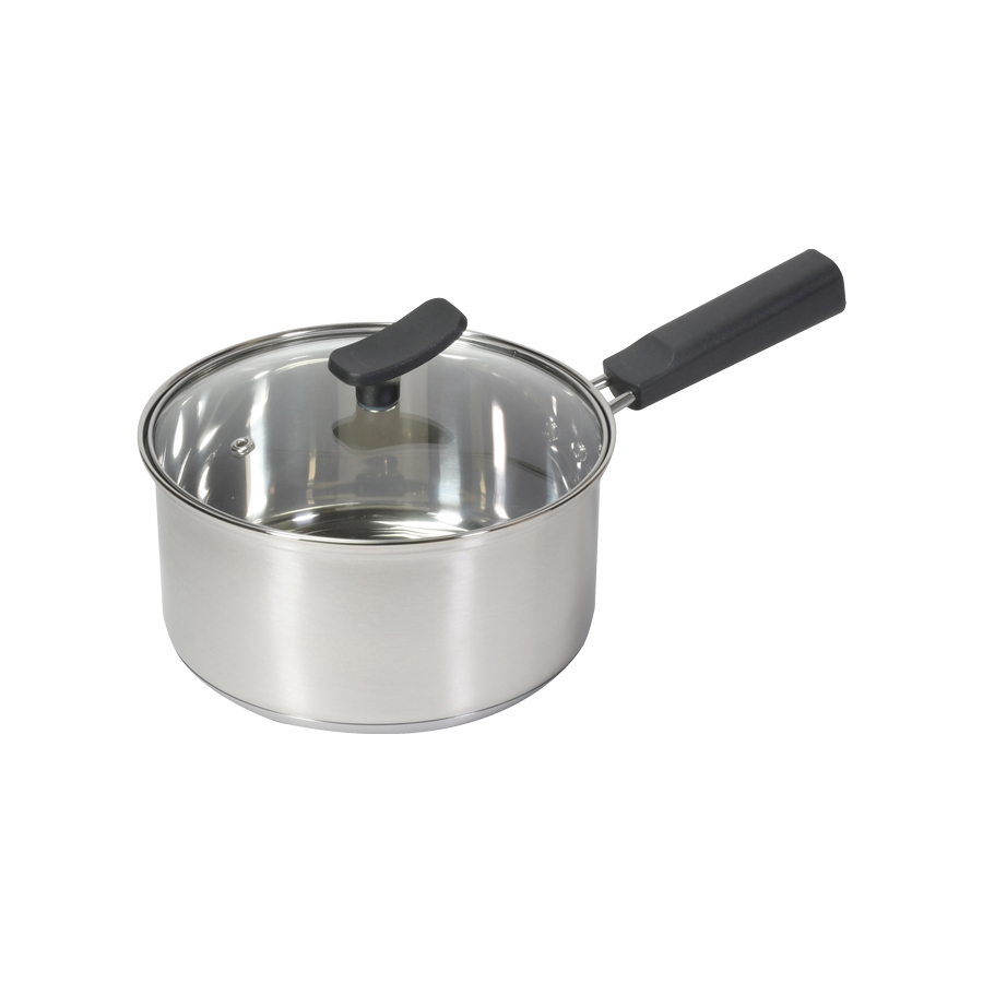 チーノ ステンレス製3層底ガラス蓋付片手鍋18cm HB-6572