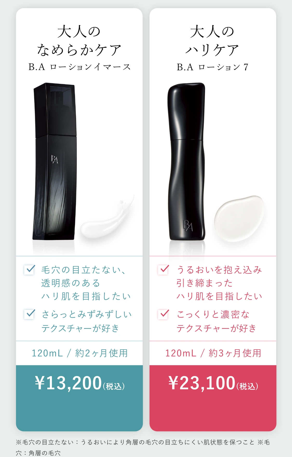 毛穴の目立たない透明感ある肌を目指す「B.A ローション イマース