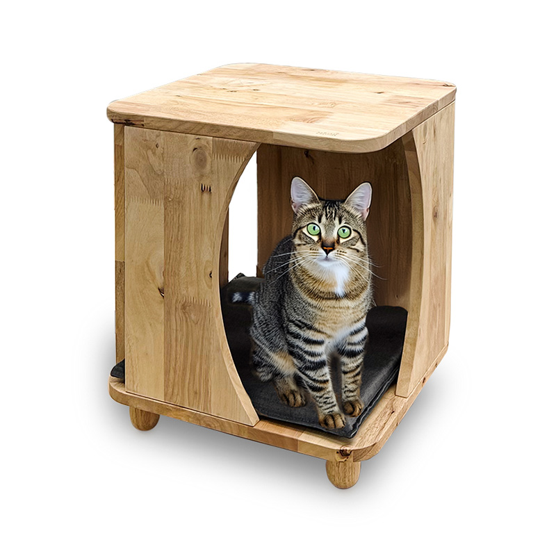 天然木を使用した猫家具 スツール2 OvalHole NS‐006: 400｜あにまる