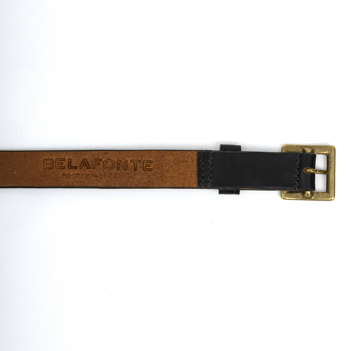 RAGTIME LEATHER BELT 30mm (BLACK/BRASS BUCKLE) / BELAFONTE