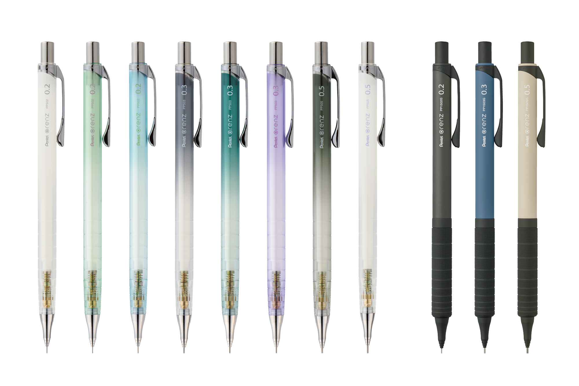 シアーなクリアボディと無機質なマットボディの細芯シャープペン 2024