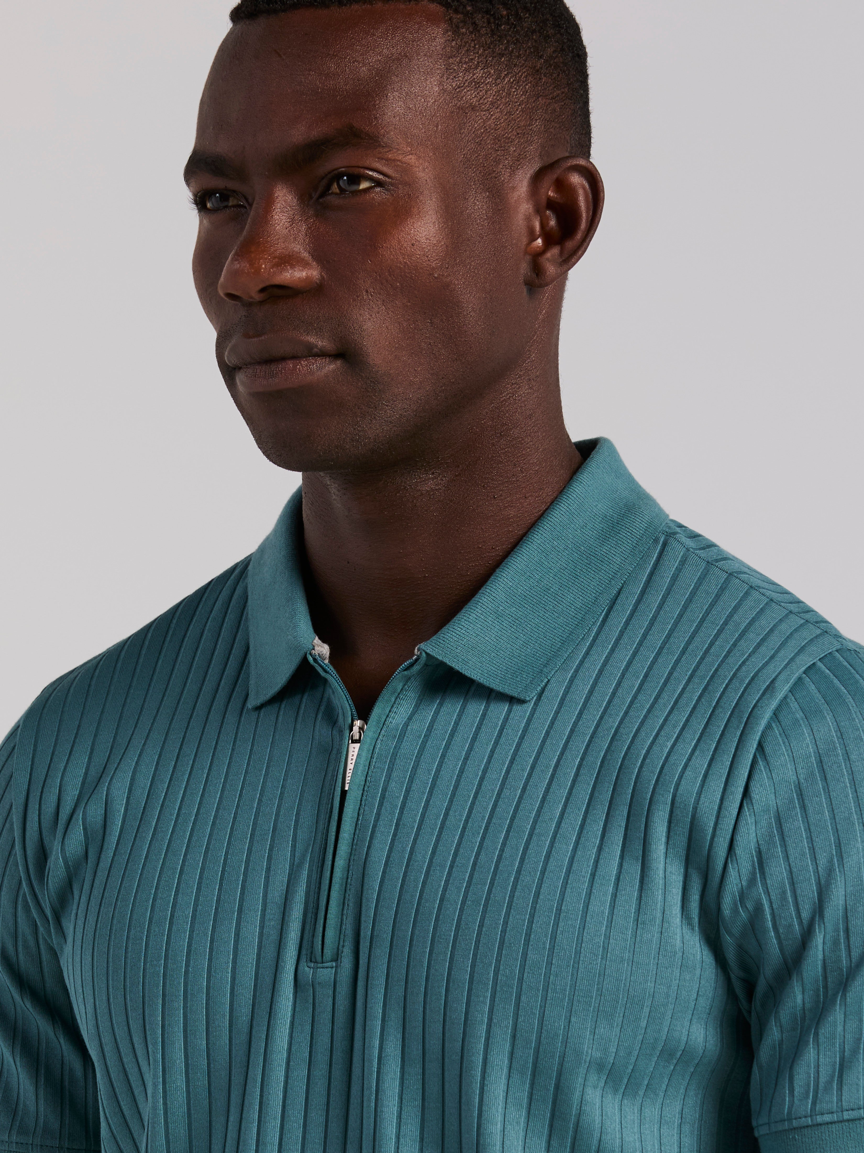 Quarter Zip Ribbed Polo – Perry Ellis