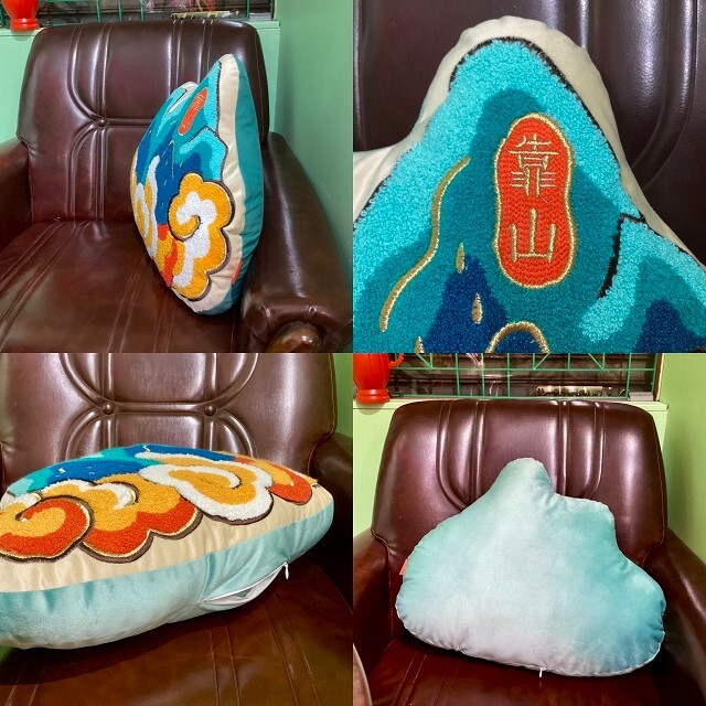 サガラ刺繍クッション/靠山/深山/大阪/南堀江/ピサヌローク