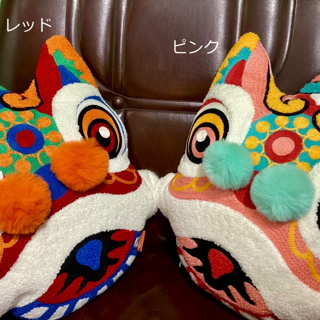 サガラ刺繍クッション/獅子[deco-375]/大阪/南堀江/ピサヌローク