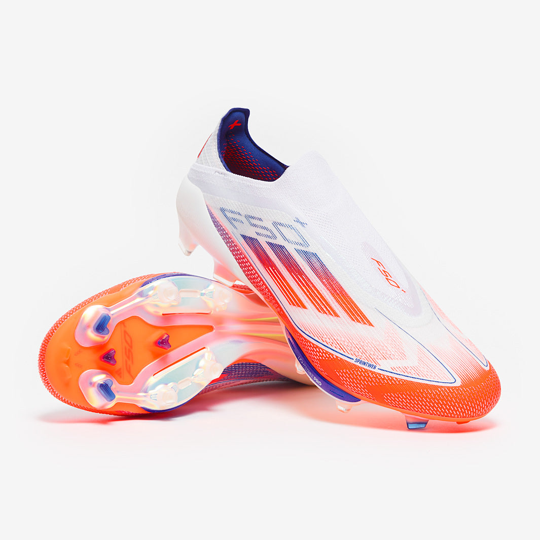 adidas F50+ Firm Ground - White/Solar Red/Lucid Blue - Adult Boots
