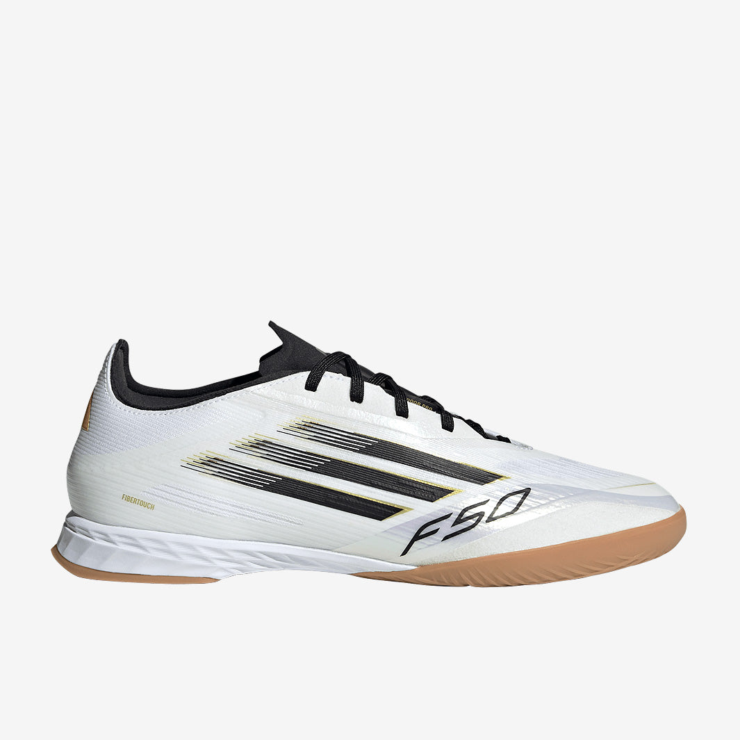 adidas F50 Pro Indoor - White/Core Black/Met Gold - Adult Cleats