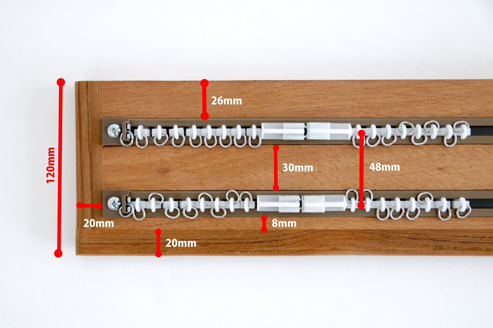 木製カーテンレール ラワン ダブル | DW-CB002-09-G015 | カーテン