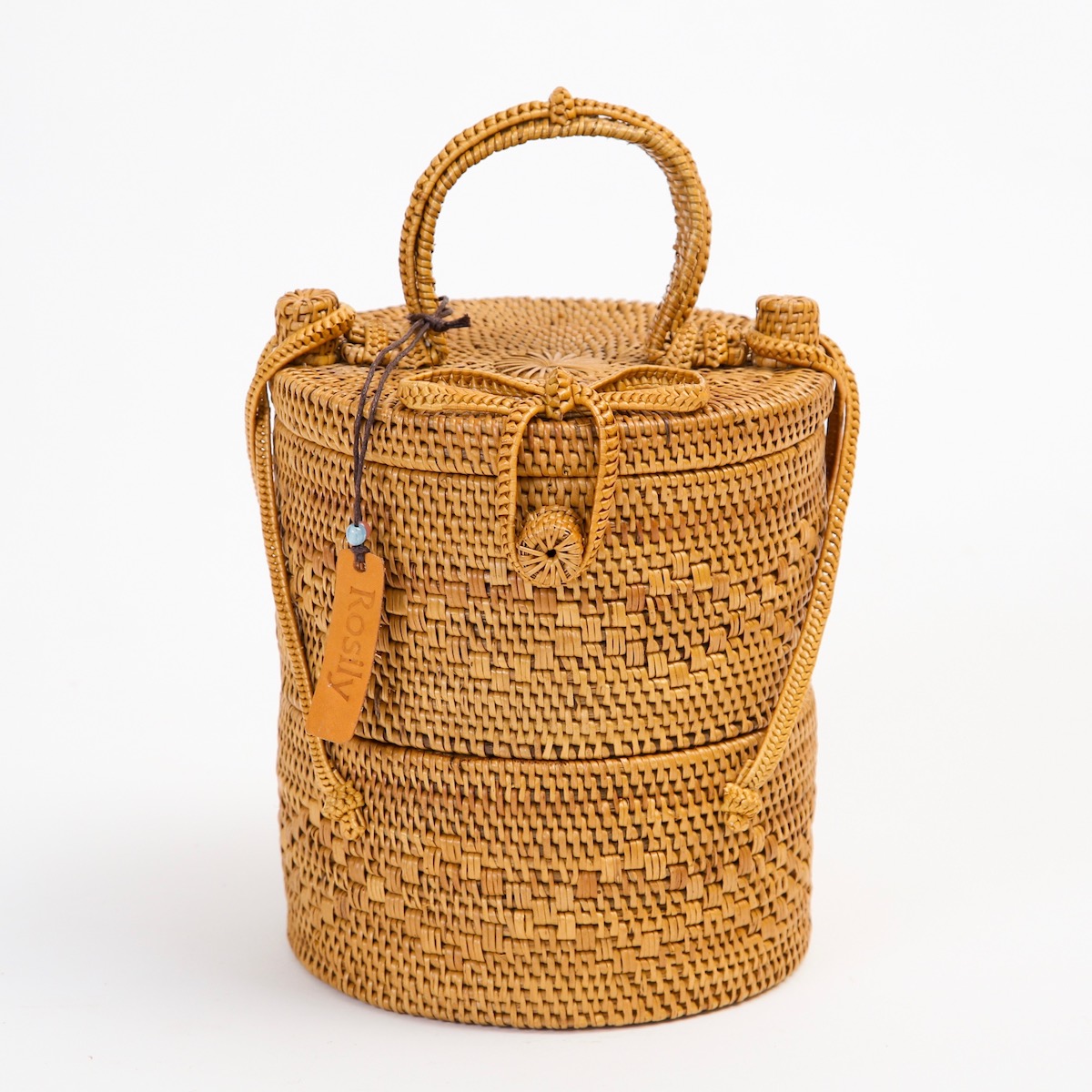 円柱蓋付2段Sサイズ (PNC140) Rosily(ロージリー) バリ島 アタ