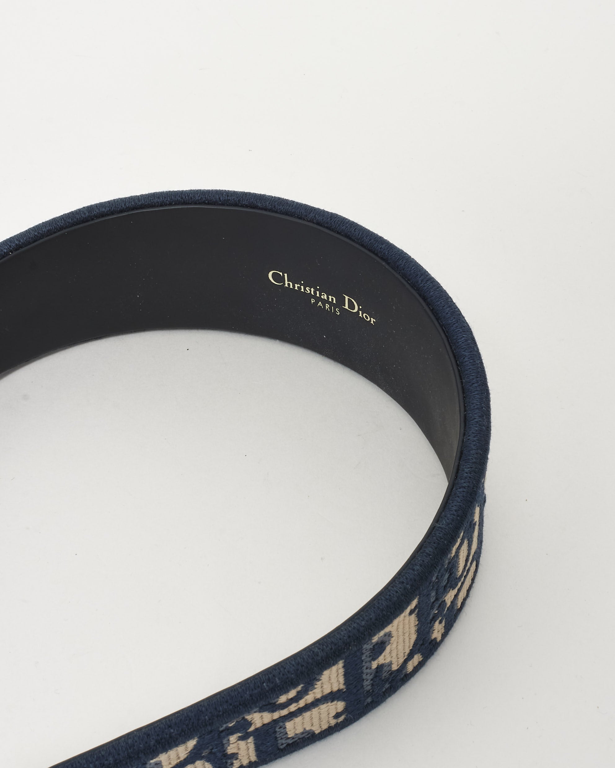 Buy Dior Navy Blue Embroidery Monogram Oblique Dior Band Headband