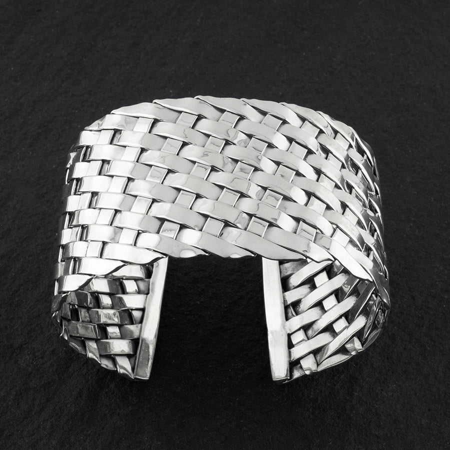 Silver Basket Taxco Cuff Bracelet - Reveka Rose