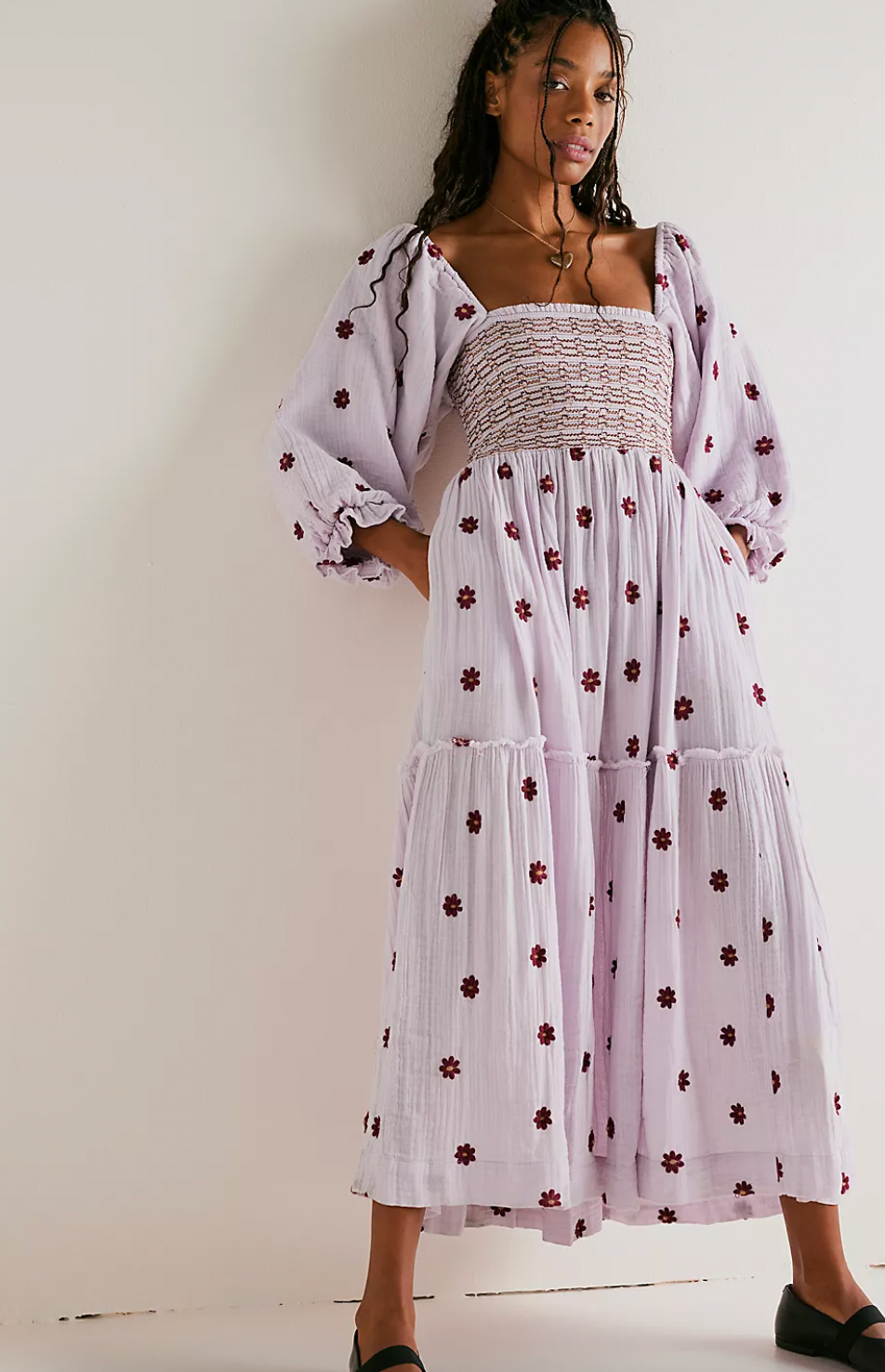 Free People + Dahlia Embroidered Maxi Dress