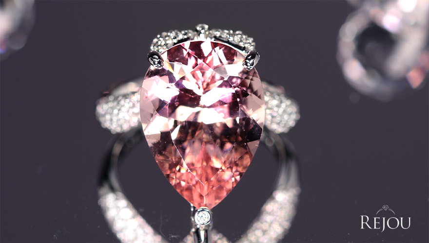 モルガナイト 9ct ダイヤモンド 1ct ホワイトゴールド リング(指輪