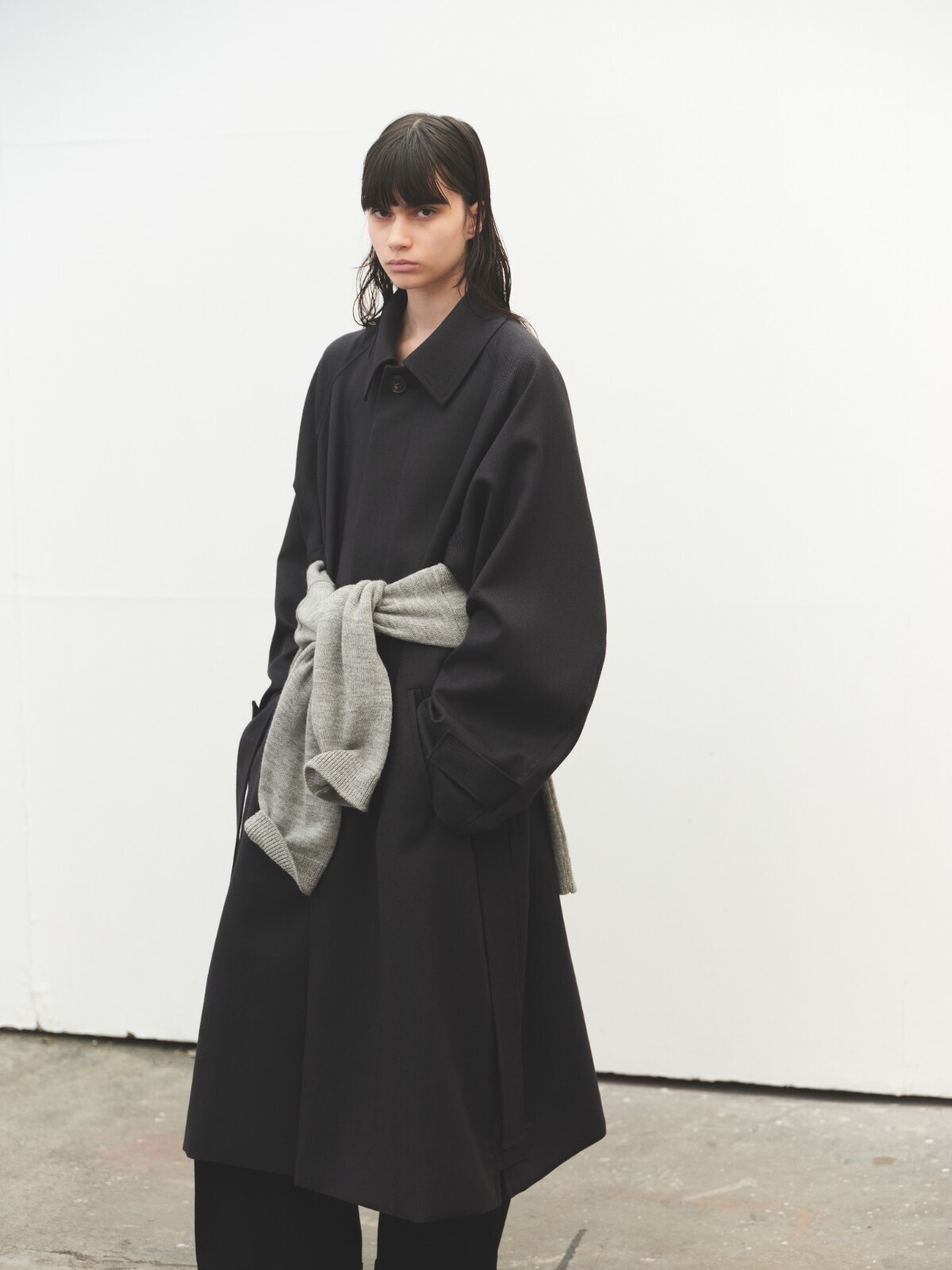 サイドインバーテッドプリーツ ロングコート - ブラン ワイエム