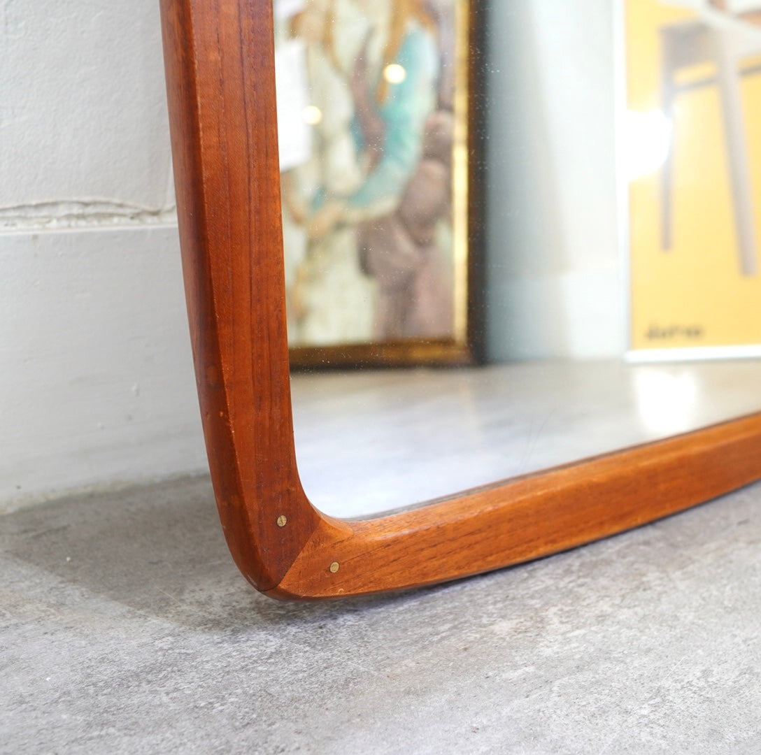 デンマーク製 チークミラー ヴィンテージ 鏡 中古 北欧 姿見 かわいい