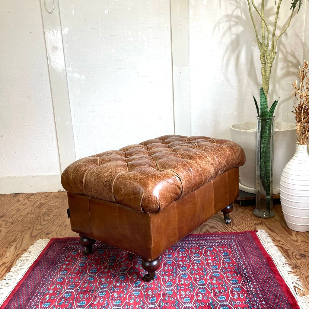 Artsome アンティーク調 収納付き オットマン 本革 中古 レザー