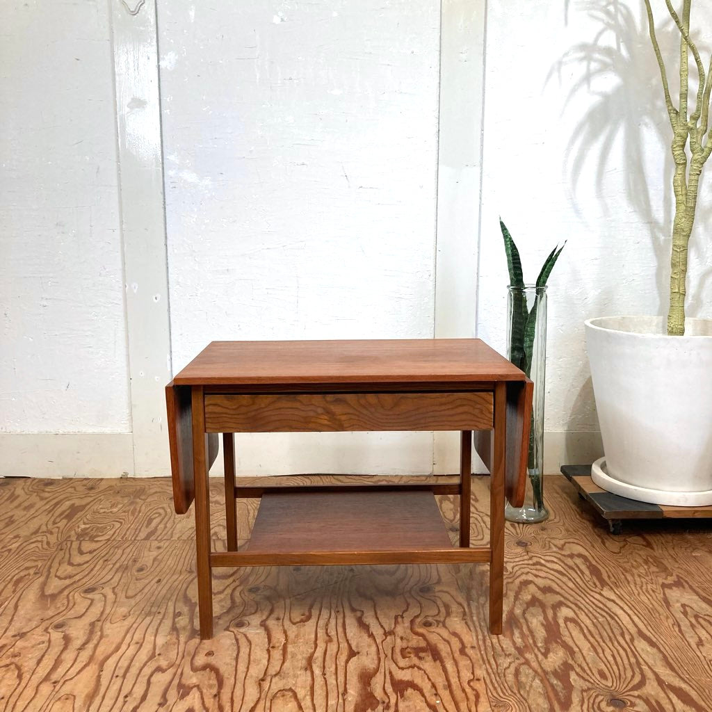 北欧 バタフライテーブル ソーイングテーブル サイドテーブル チーク材