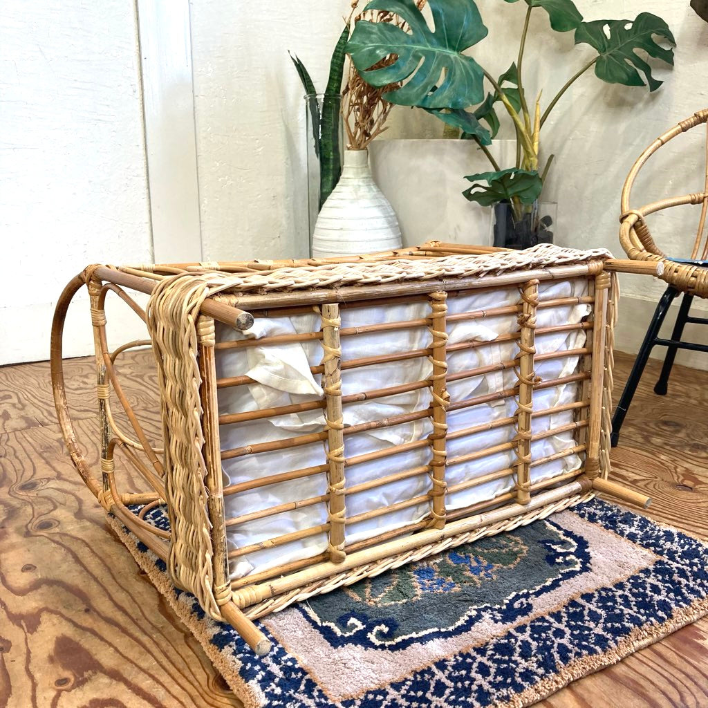 ラタン ドールベッド ヴィンテージ 中古 籐 小さい インテリア