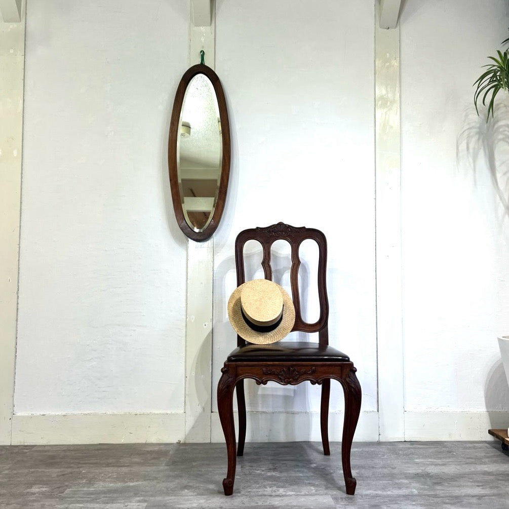 アンティーク オーバル ウォールミラー 鏡 楕円 中古 シンプル 和 古