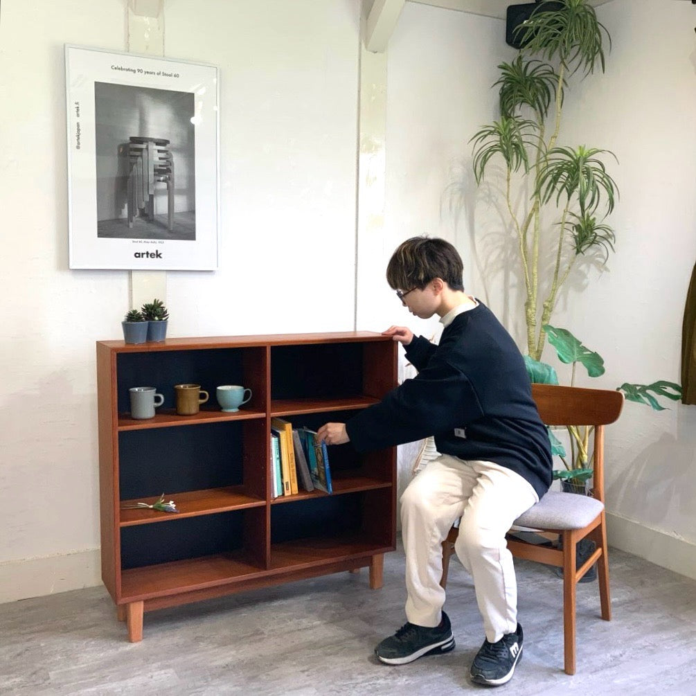 北欧 ヴィンテージ オープンシェルフ チーク材 本棚 キャビネット 中古