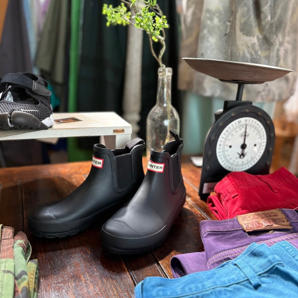 古着】HUNTER レインブーツ 24㎝ ブラック 未使用 長靴 新品 中古 雨の