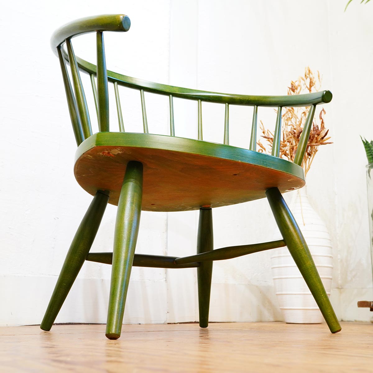 アームチェア グリーン ダイニングチェア チェア スポーク 緑 リーフ