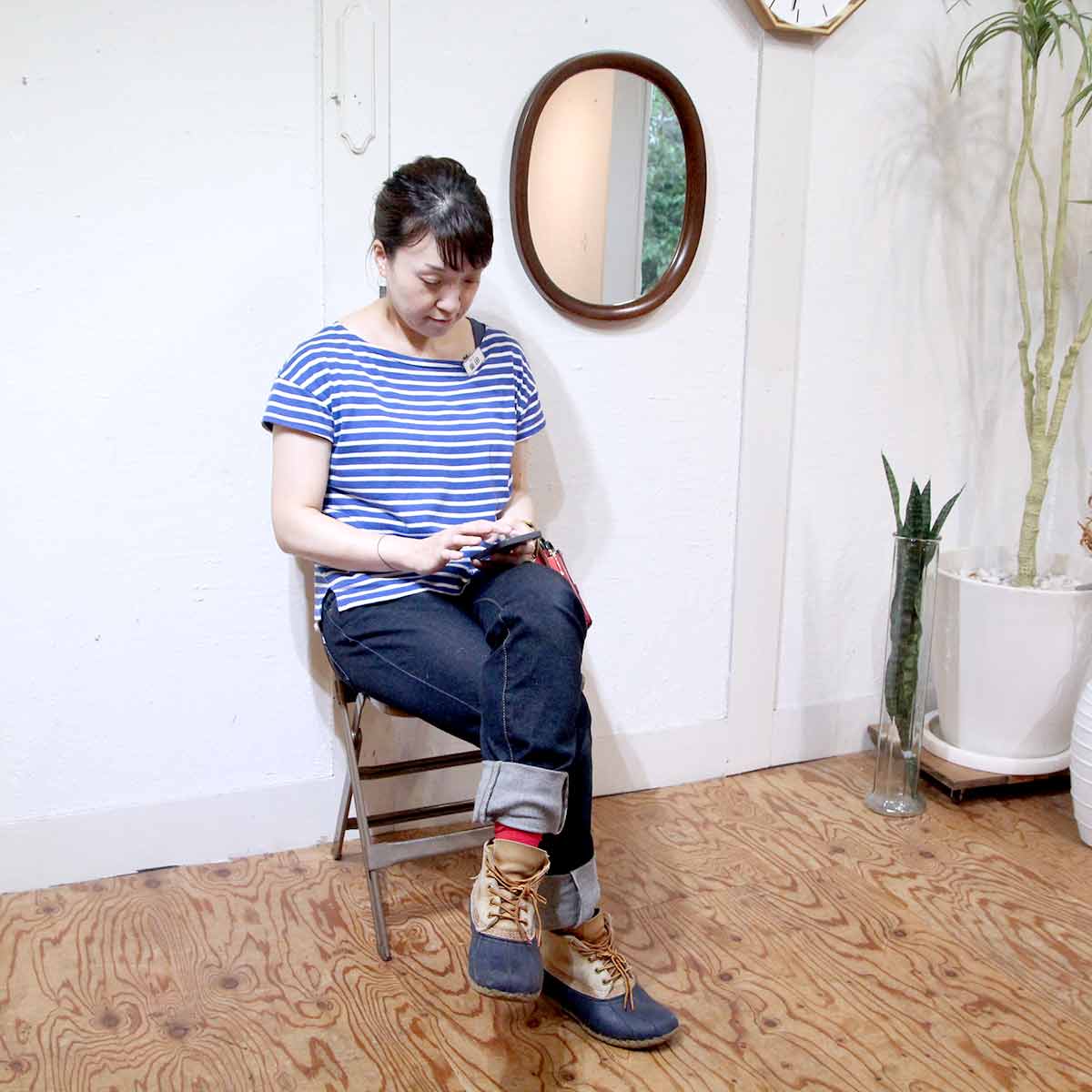 秋田木工 ウォールミラー 柳宗理 オーバル型 鏡 ヴィンテージ