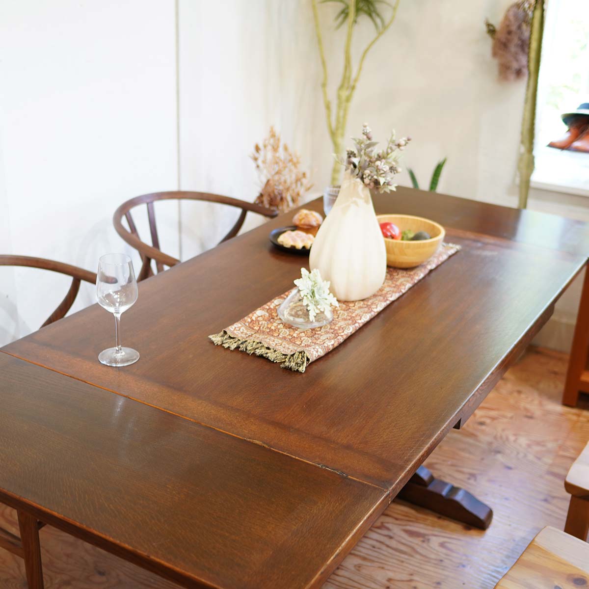 ドローリーフテーブル ダイニングテーブル 伸長式 パイナップルレッグ