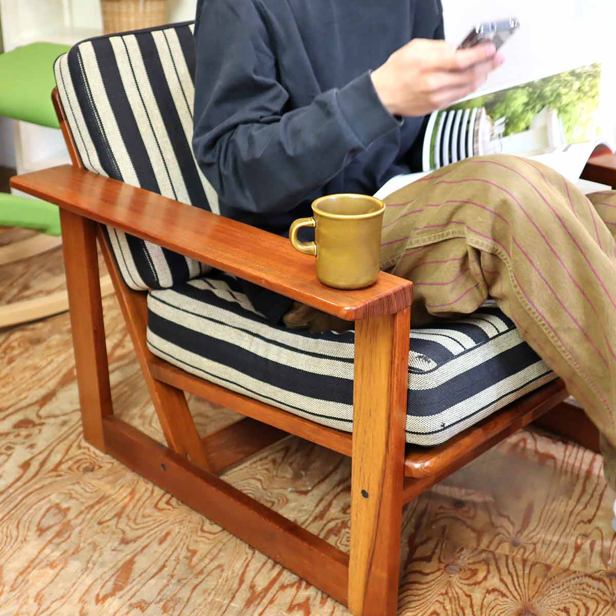 コスガ / KOSUGA アームソファ チーク材 ストライプ 【2