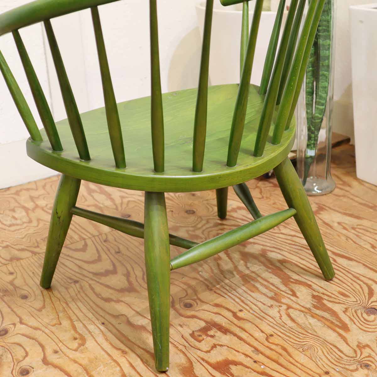 アームチェア グリーン ダイニングチェア チェア スポーク 緑 リーフ