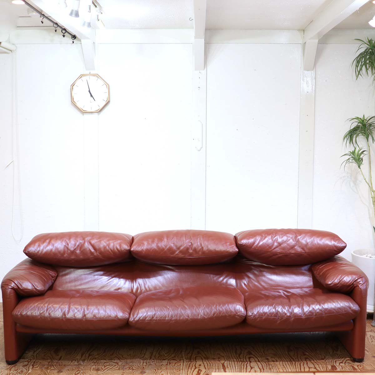 カッシーナ / Cassina 675 マラルンガ 本革 トリプルソファ 3人掛け