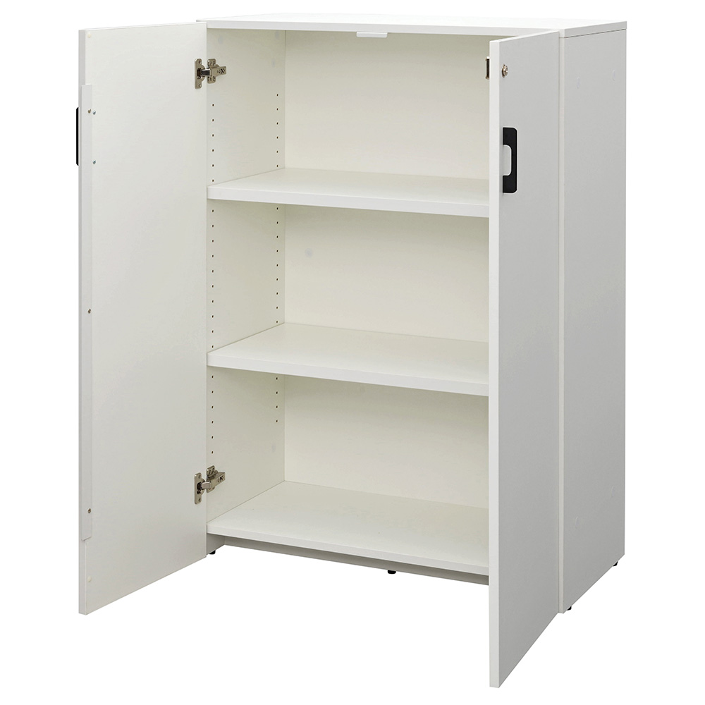 プラン木製シェルフ W800×H1141 ホワイト×ホワイト 扉付き RFPS-8011WH