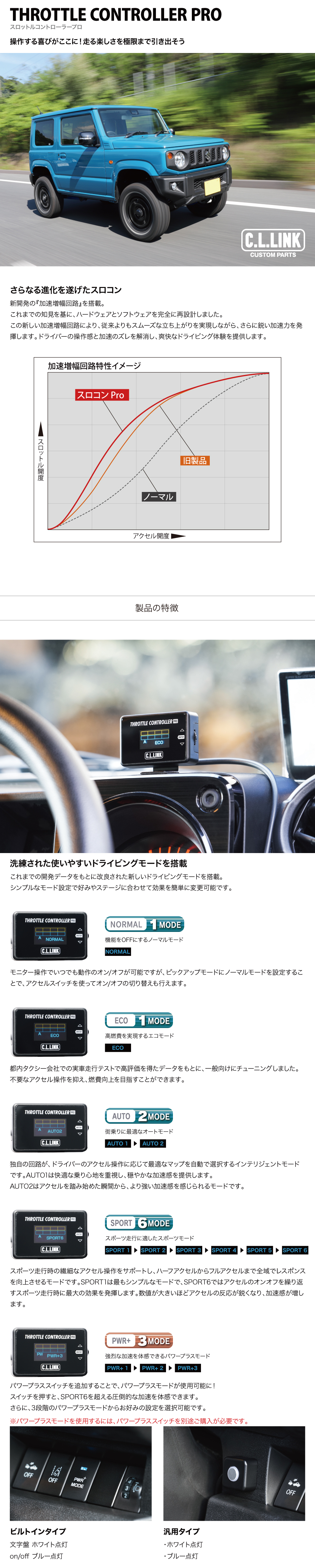 シーエルリンク スロットルコントローラー Pro OBDカプラー付き