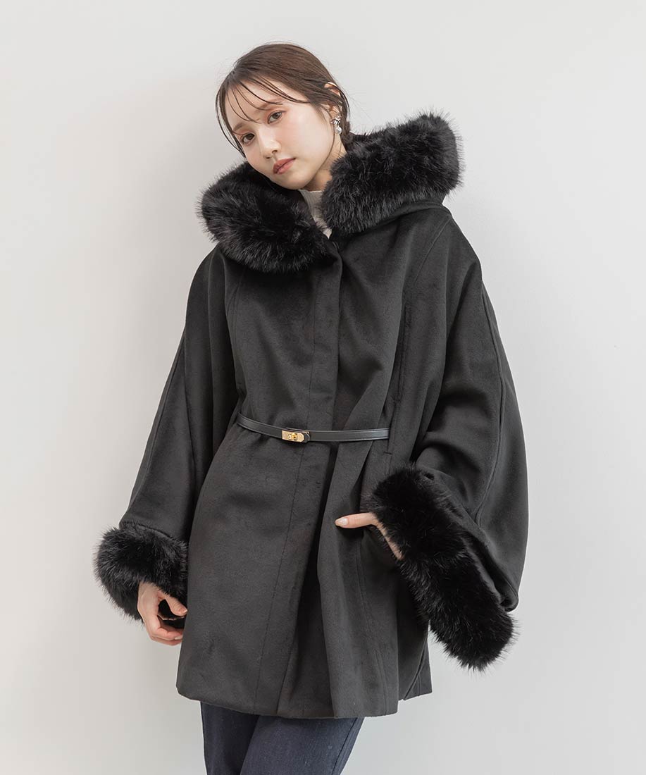 SALE】2WAY ファー付きミドルケープコートRANDA公式サイト