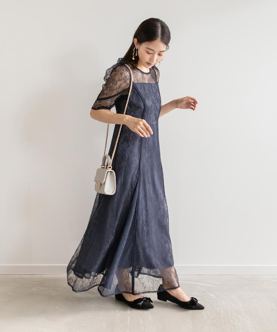 SALE】総レース切り替えパイピングワンピースRANDA公式サイト