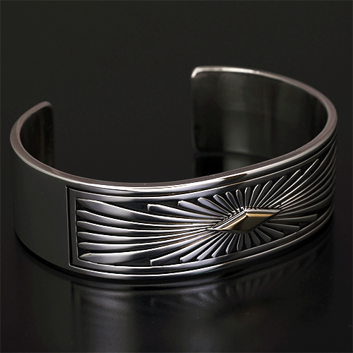 ナバホ族 Howard Nelson 3/4” 14K サンバースト バングル 【送料無料】