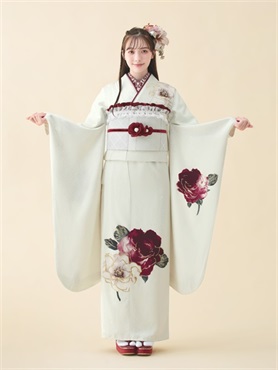 正絹振袖レンタルセット アンティークローズ(オフ)【和風館ICHI】