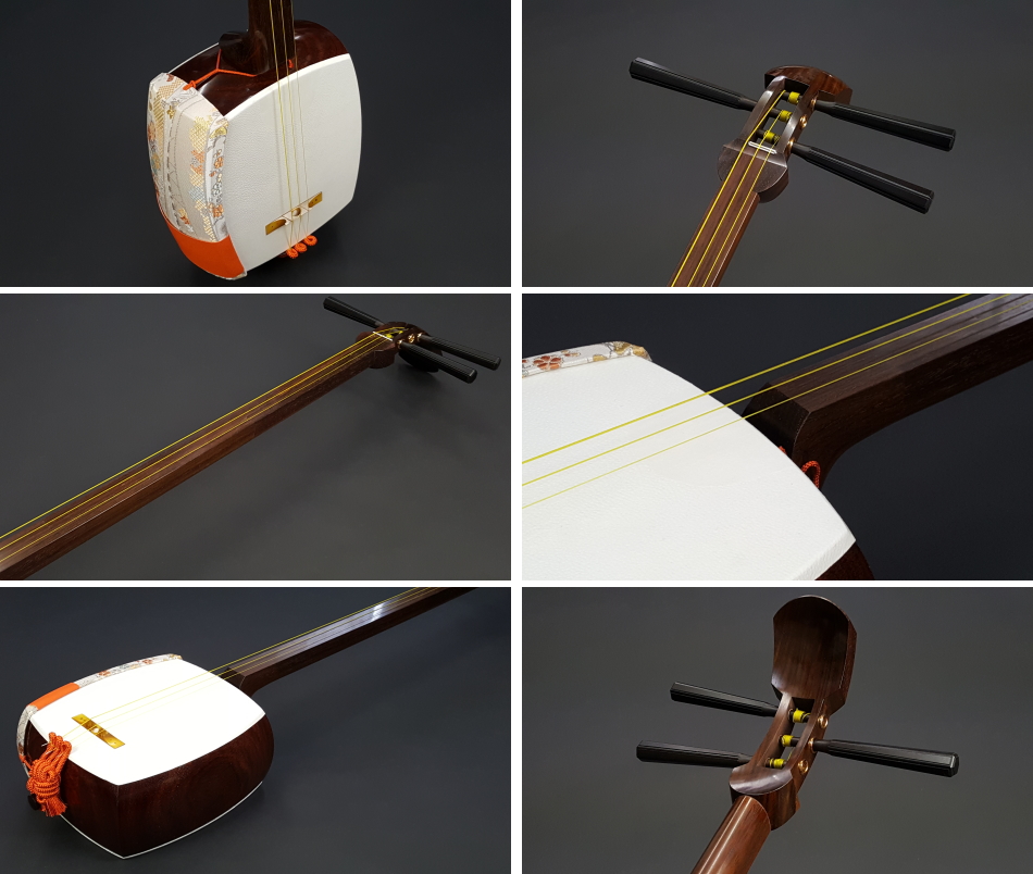 三味線 細棹 紫檀 平溝 丸打胴 人工皮 和楽器 【公式通販】