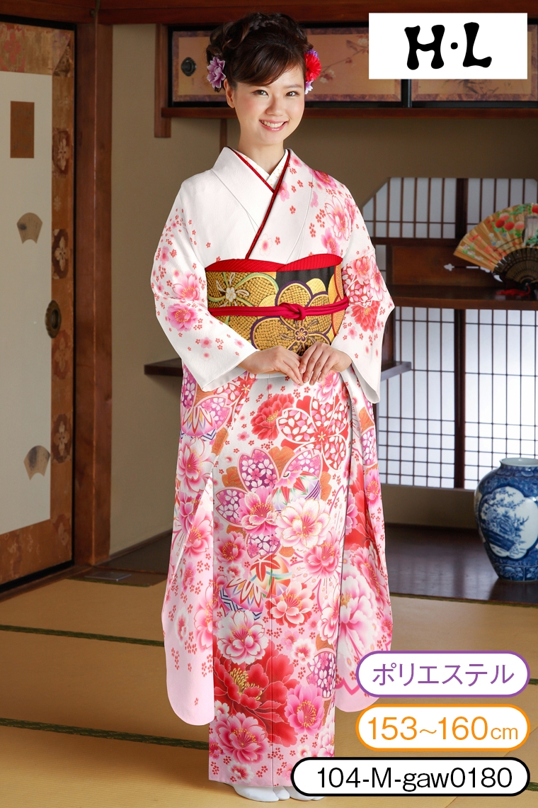 振袖レンタル 振袖Mサイズ ブランド：H・L（アッシュエル） 鞠と桜 白