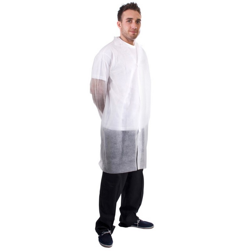 White Polypropylene Disposable Hygiene Coats | WISE Worksafe